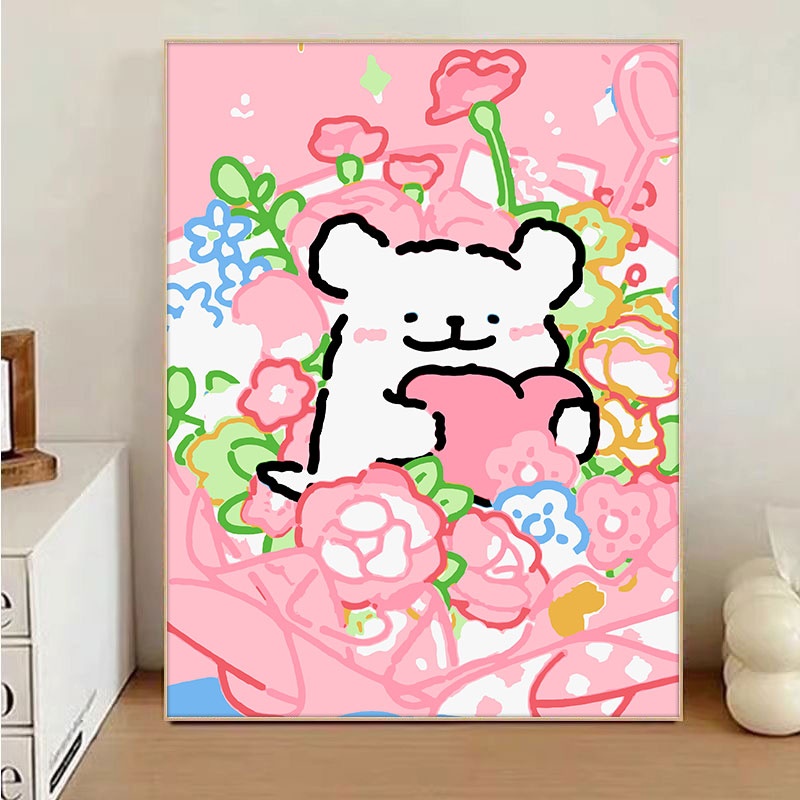 新款线条小狗数字油画diy填充