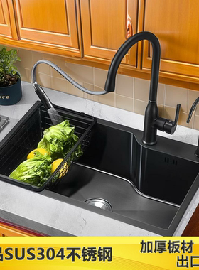 72x38 75x40 75x41 厨房单盆 不锈钢水槽纳米拉丝加厚手工槽橱柜