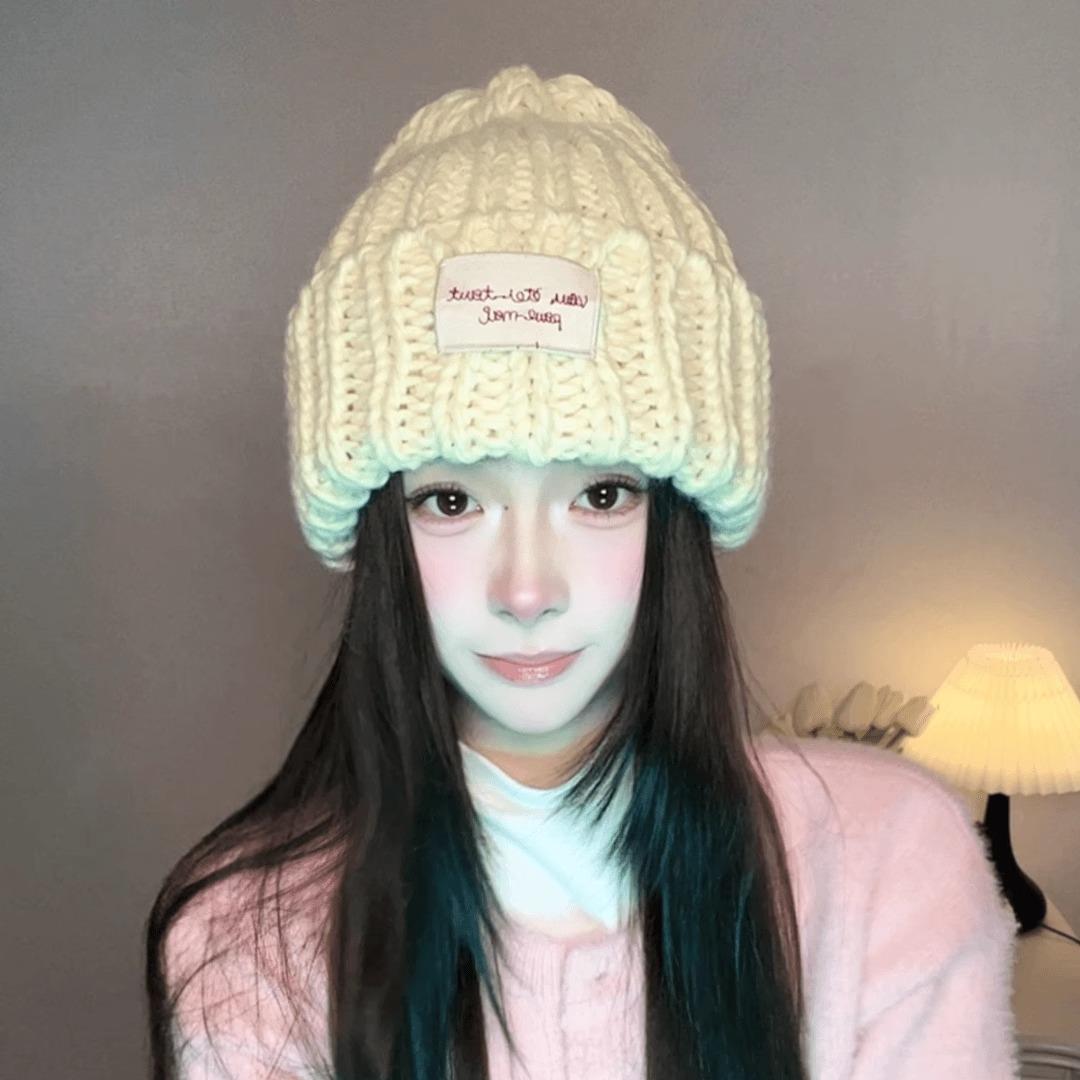 2025新款贴布适合方圆脸毛线帽女