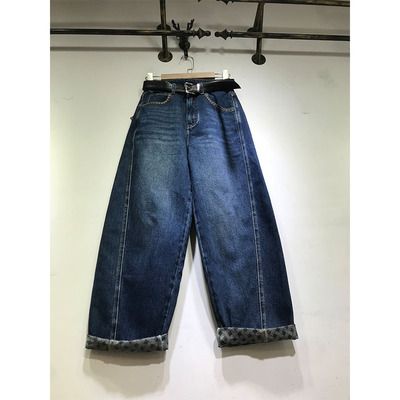 E野视角哈伦裤女宽松刺绣垮裤