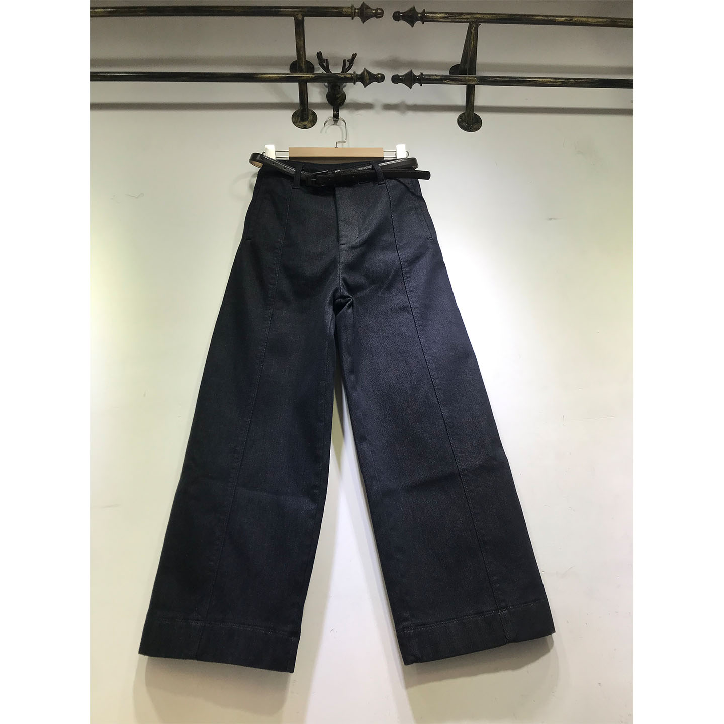 加厚复合绒直筒裤女九分牛仔裤