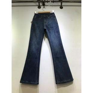 皮牌弹力长裤 牛仔裤 8597 女2025年冬季 E野视角加厚复合绒微喇叭裤