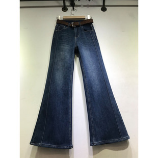 显瘦长裤 弹力牛仔裤 8630 女2025年冬季 E野视角加厚复合绒微喇叭裤