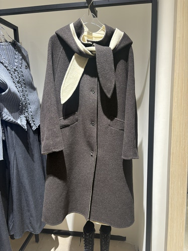 SHIXI石茜女装2025年冬装专柜正品 X1GAF409C204连帽撞色长款大衣