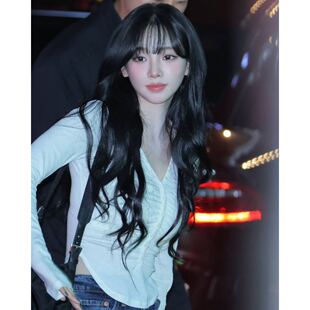韩国小众品牌PLEASENOFOLLOW柳智敏申有娜天丝羊毛捏褶弧形上衣