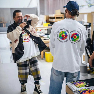 63-Lewis Hamilton 村上隆男女太阳花笑脸长袖T恤f1日本大奖赛