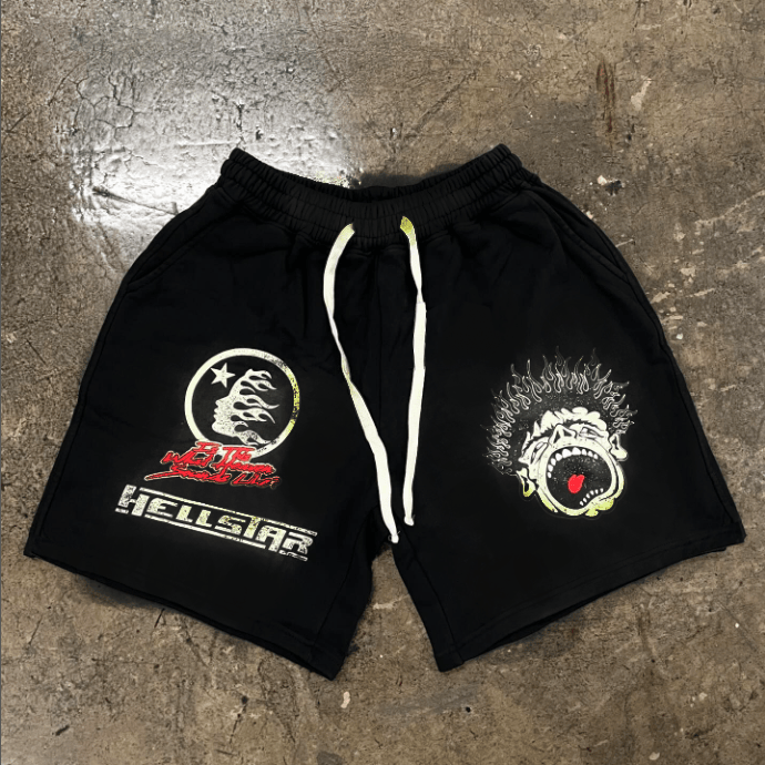 585 Hellstar Studios Globe 欧美潮流男女做旧五分短裤,男装,短裤,淘宝优惠券,粉丝福利购,淘宝优惠卷