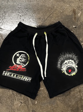 585 Hellstar Studios Globe 欧美潮流男女做旧五分短裤