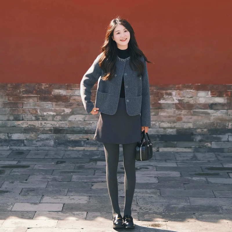 韩系灰色小香风毛呢外套女秋冬季高级感时尚气质简约百搭上衣,女装/女士精品,毛呢外套,淘宝优惠券,粉丝福利购,淘宝优惠卷