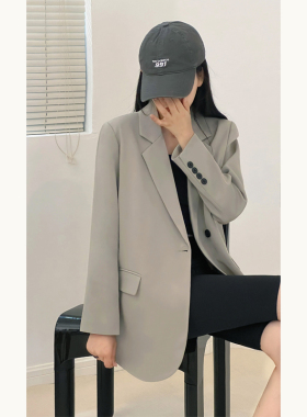 高级感灰色小个子西装外套女ins潮春秋装韩版新款休闲西服