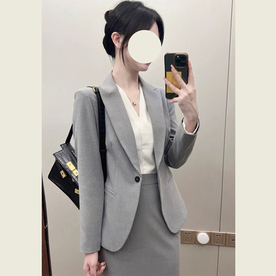 韩系高级感灰色西装套装
