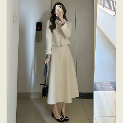 法式高级感小香风白色套装