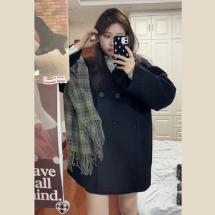 ！呢子大衣高级感黑色小个子秋冬装搭配显高毛呢外套女短款