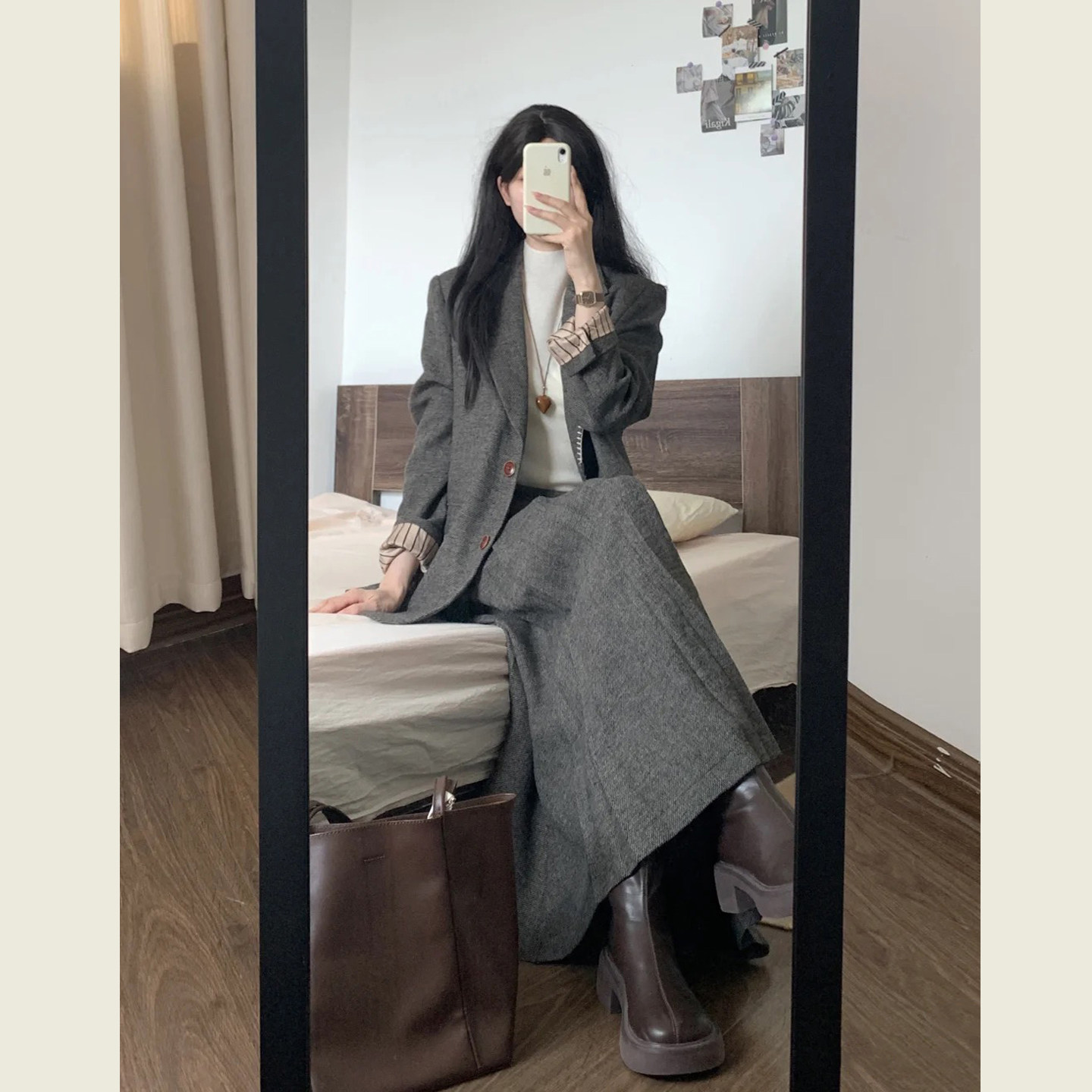 韩系复古灰色毛呢西装套装女秋冬季灰色呢子外套百褶半身裙两件套,女装/女士精品,毛呢外套,淘宝优惠券,粉丝福利购,淘宝优惠卷