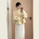 千金风小个子黄色短款 毛呢外套女秋冬装 高级感圆领单排扣呢子大衣