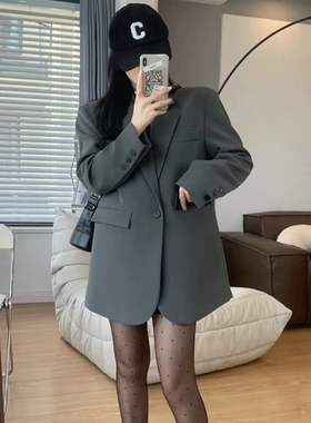 高级感灰色宽松休闲西装外套女新款春秋装oversize小个子西服