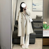 高级感燕麦色小个子呢子大衣女中长款 2023秋冬韩系赫本风毛呢外套