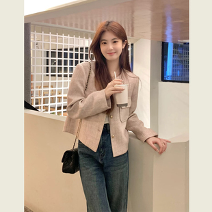 开衫 高级感小个子短款 上衣 千金名媛粉色小香风外套女春秋新款 法式