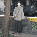 甜美减龄蝴蝶结灰色呢子大衣女秋冬短款 小个子圆领显瘦毛呢外套