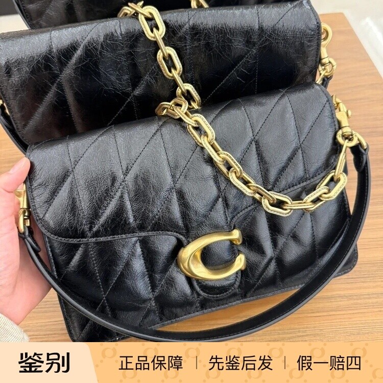 澳门代购COACH/蔻驰新款 绗缝 羊皮 Chain Tabby30号链条单肩包
