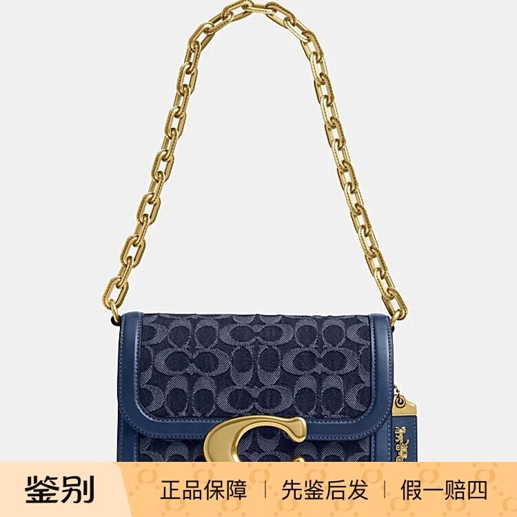 澳门代购 coach蔻驰新款女包 IDOL 經典 SIGNATURE 丹寧面料手袋
