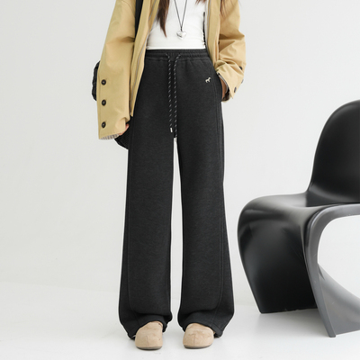 女大童加绒羊绒裤子直筒裤