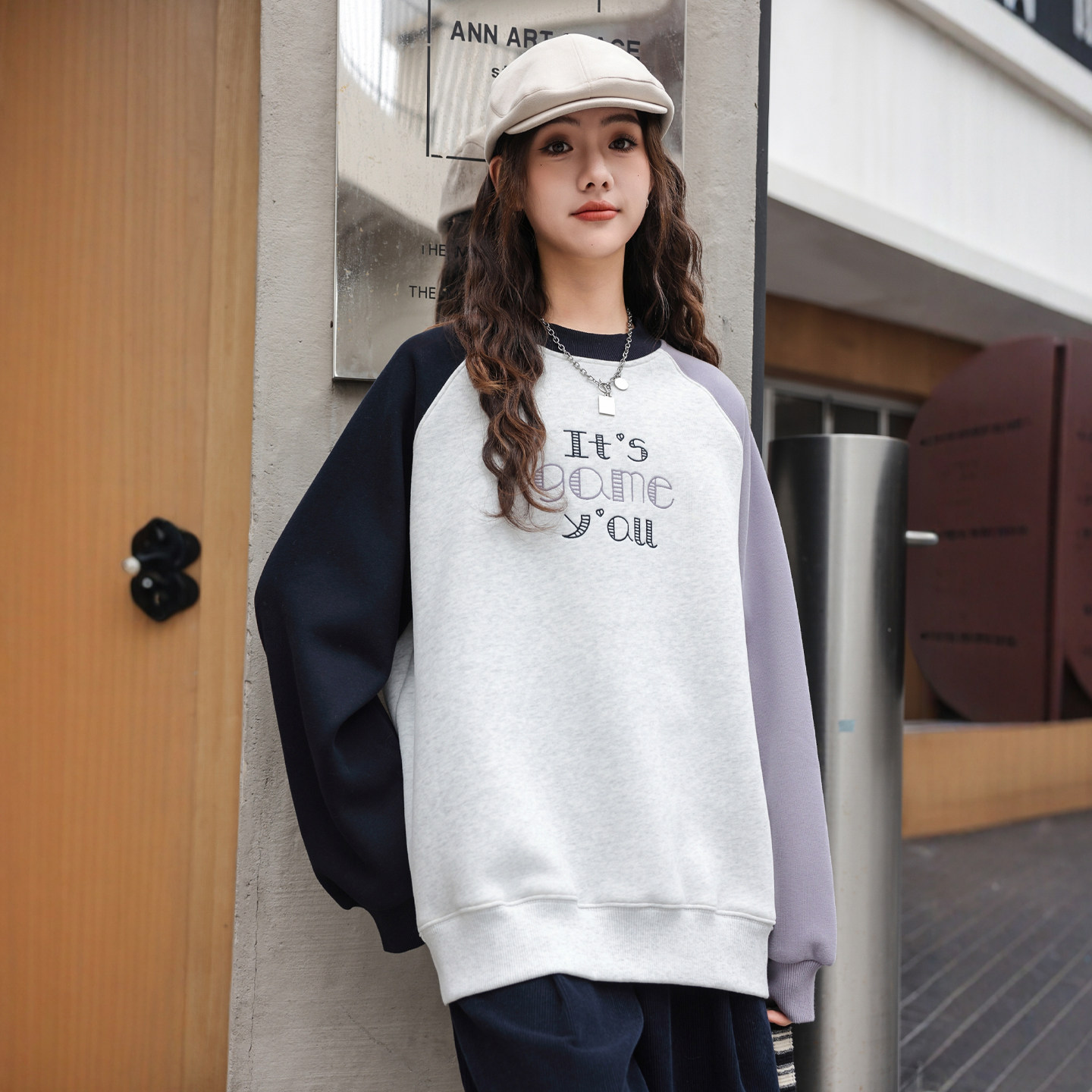 女童冬款加绒卫衣骄骄虎2025冬季新款初中生高中生一体绒内搭7556