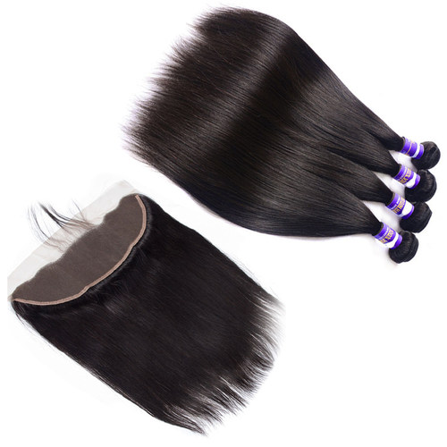 Indian Virgin Human HairBundles With Frontal Lace Closure
