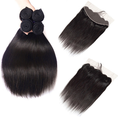 brazilian Human HairBundles With Frontal Lace Closure