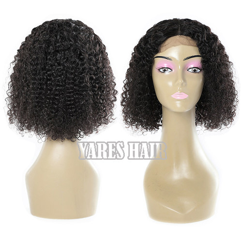 CLOSURE LACE WIG HUMAN HAIR BOB KINKY CURLY真发4*4蕾丝头套