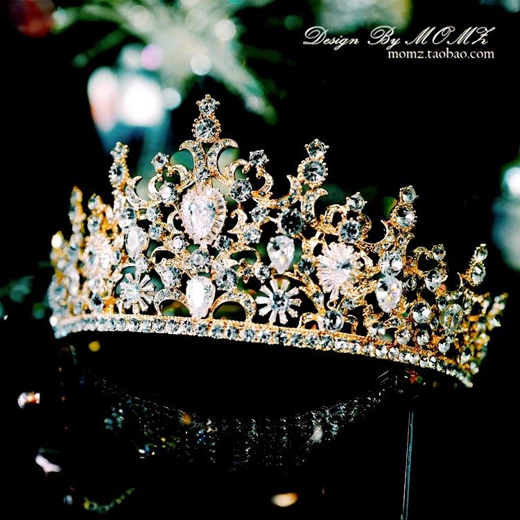 合金欧式复古欧美巴洛克新娘头饰超仙婚纱皇冠镶钻玫瑰金结婚王冠
