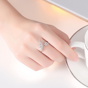 高级感开口活口镶嵌可调节食指戒指女小众设计胖手时尚网红轻奢闪
