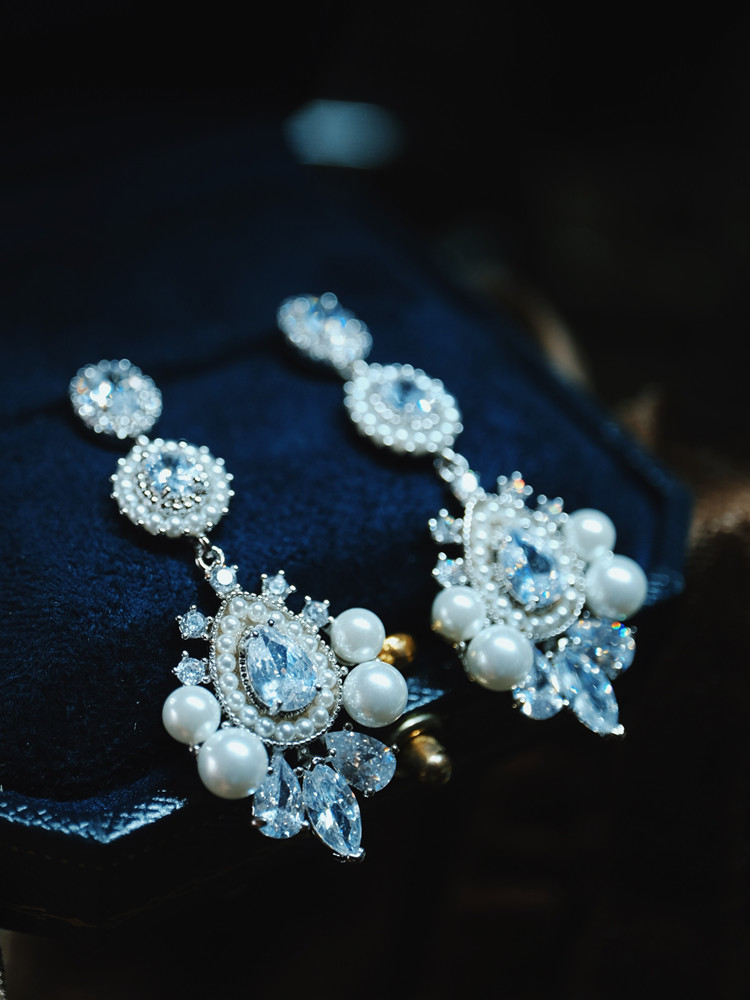 法式复古宫廷风珍珠耳坠新娘耳环