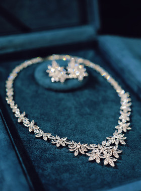 奢华大气高级感新娘一字肩晚礼服主婚纱项链配饰结婚晚宴轻奢小众