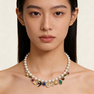 镶嵌微镶锆石高级感奢华珍珠元素晚礼服配饰新娘敬酒服项链结婚