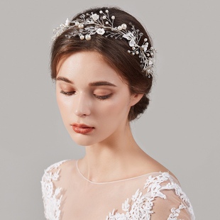 森系法式新娘头饰仙美晚礼服主婚纱结婚新中式高级感造型珍珠发饰