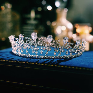 925纯银镀金2025新款 小香轻奢风高定皇冠头饰新娘主婚纱婚礼结婚