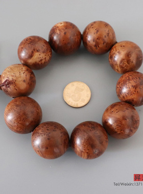 25mm满花精品麻梨手串 老料麻利把件收藏 红料手持佛珠念珠MO15