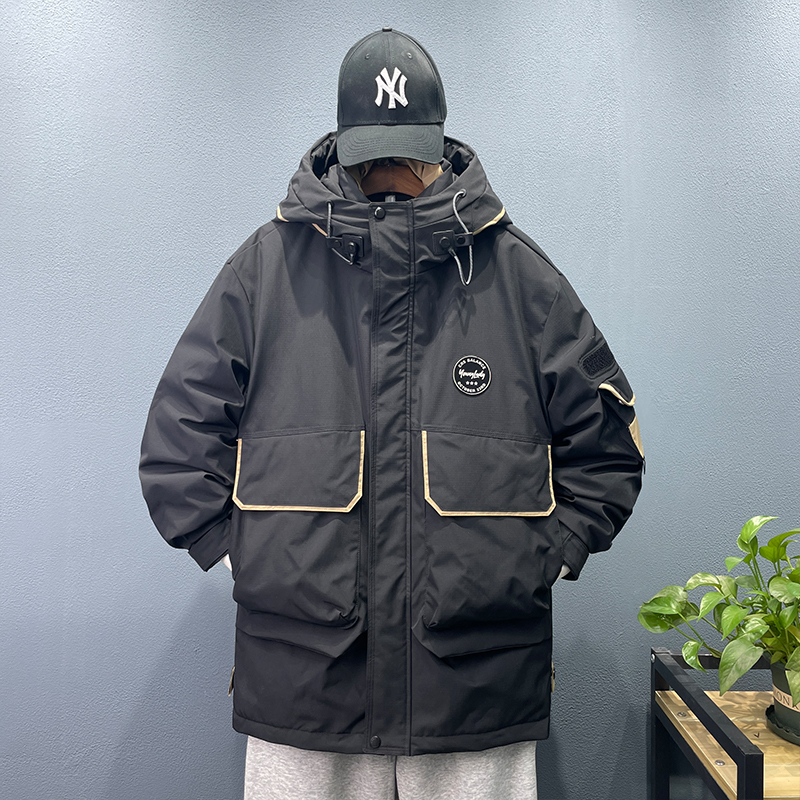 2023新款男士90白鸭绒户外工装连帽羽绒服男23818-P360，男装羽绒服，电商A171