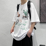 2021夏装新款时尚印花男士短袖T恤宽松休闲T恤衫A21，男装T恤，电商A171