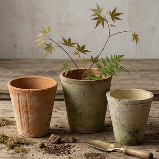 红陶蝴蝶兰小花盆 手工粗陶复古透气瓦盆陶盆多肉陶土盆兰花老式