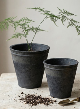 粗陶侘寂风兰花陶土花盆三角梅透气大口径家用控根泥瓦盆陶瓷陶盆