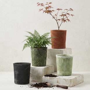 直小高筒红陶花盆创意陶瓷泥瓦盆多肉盆陶土盆阳台蝴蝶兰青苔大号