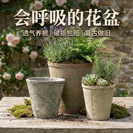 小高筒 透气粗陶红陶花盆手工迷你多肉瓦盆创意青山陶土兰花黑陶