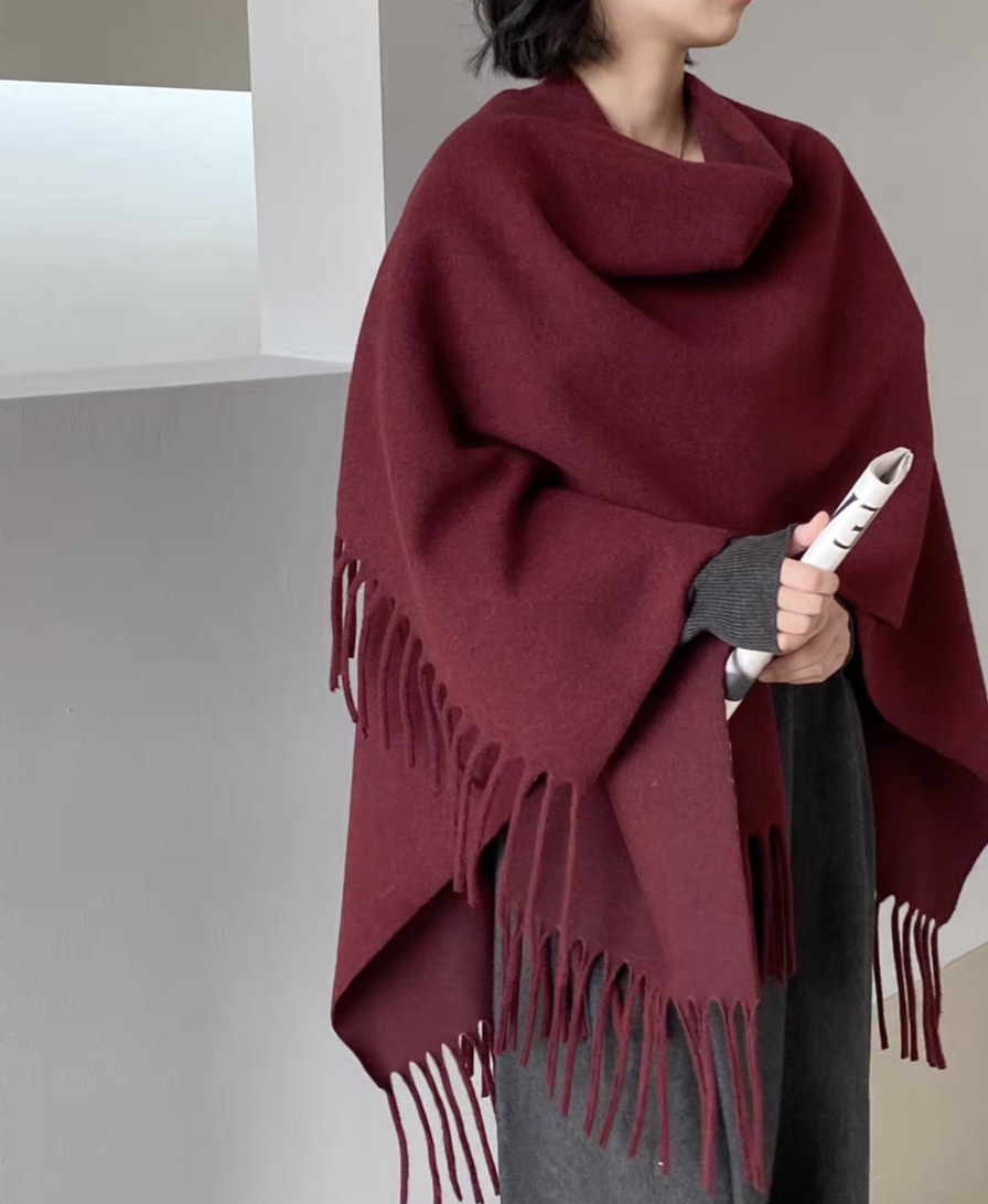 网红明星同款羊毛围巾保暖羊羔绒纯色加长安可拉红时尚百搭披肩