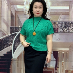 純色褶皺t恤女士上衣重工壓花立體寬松顯瘦氣質短袖 2024春夏新款
