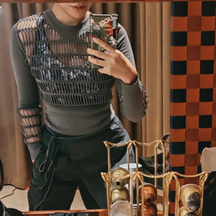 阿迪达斯 女子镂空运动休闲长袖 stella Knit T恤 Warp 专柜正品