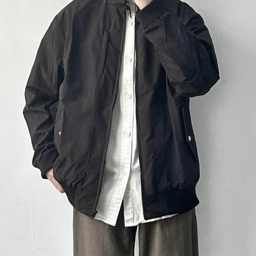 日系口袋外套夹克立领宽松