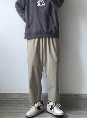 WHICHONE 日系宽松纯色复古轻薄九分裤百搭直筒裤休闲裤裤