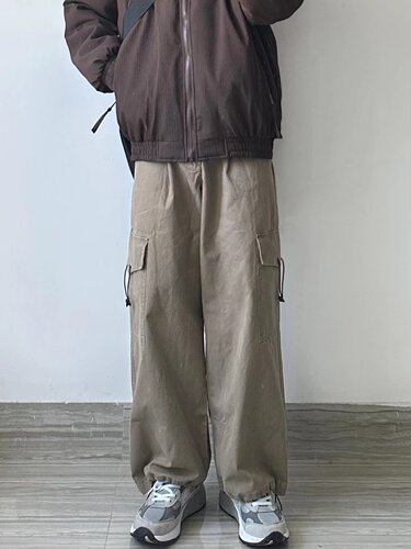 WHICHONE大口袋工装束脚裤